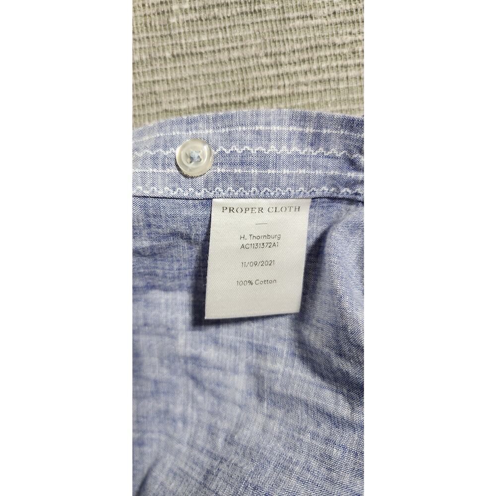 Proper Cloth Men’s Custom Blue White Striped Long Sleeve Button Down Shirt - Picture 13 of 14